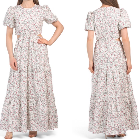 NWT WAYF Tiered Cut out Floral Maxi S - Picture 2 of 15